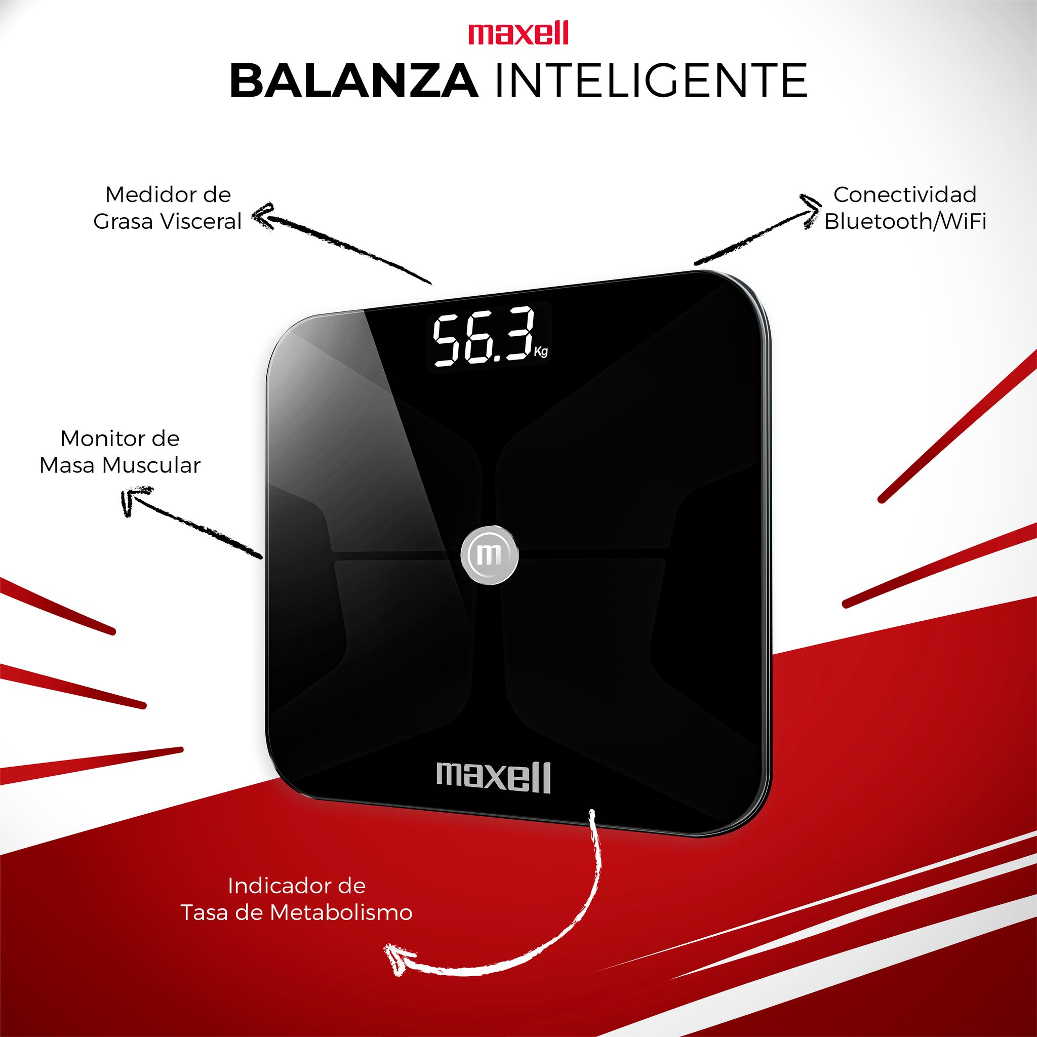 Balanza Digital Fitness Wifi Negro