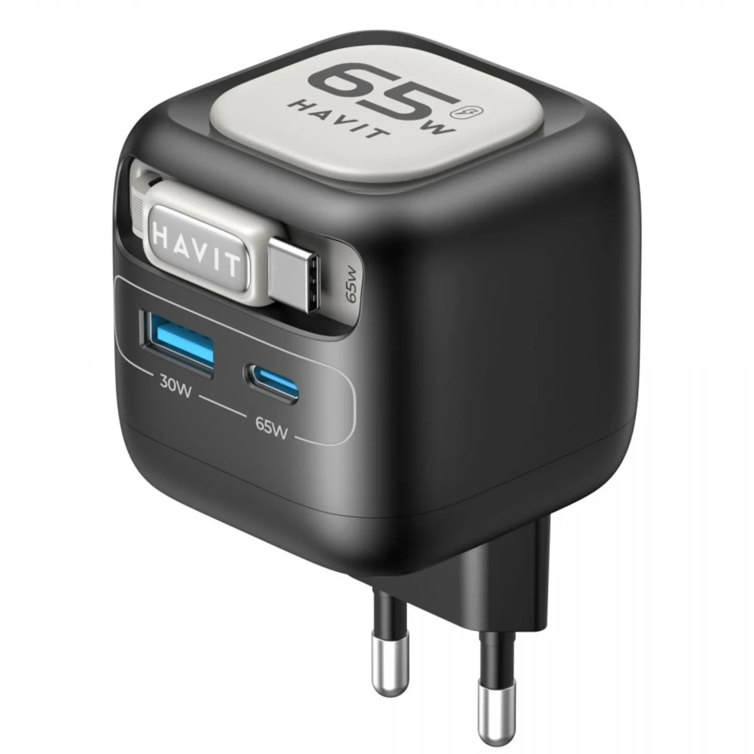 Cargador Con Cable Retractil De 65w