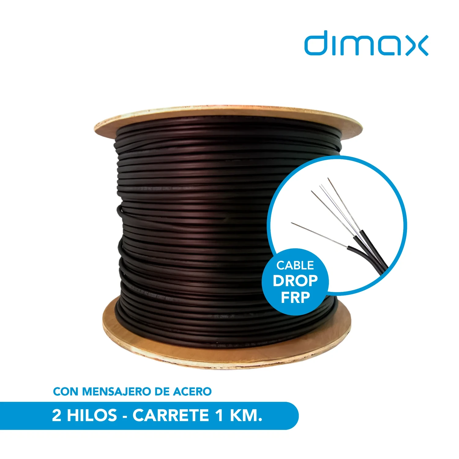 Cable Drop Frp 2 Hilos Con Mensajero 1km