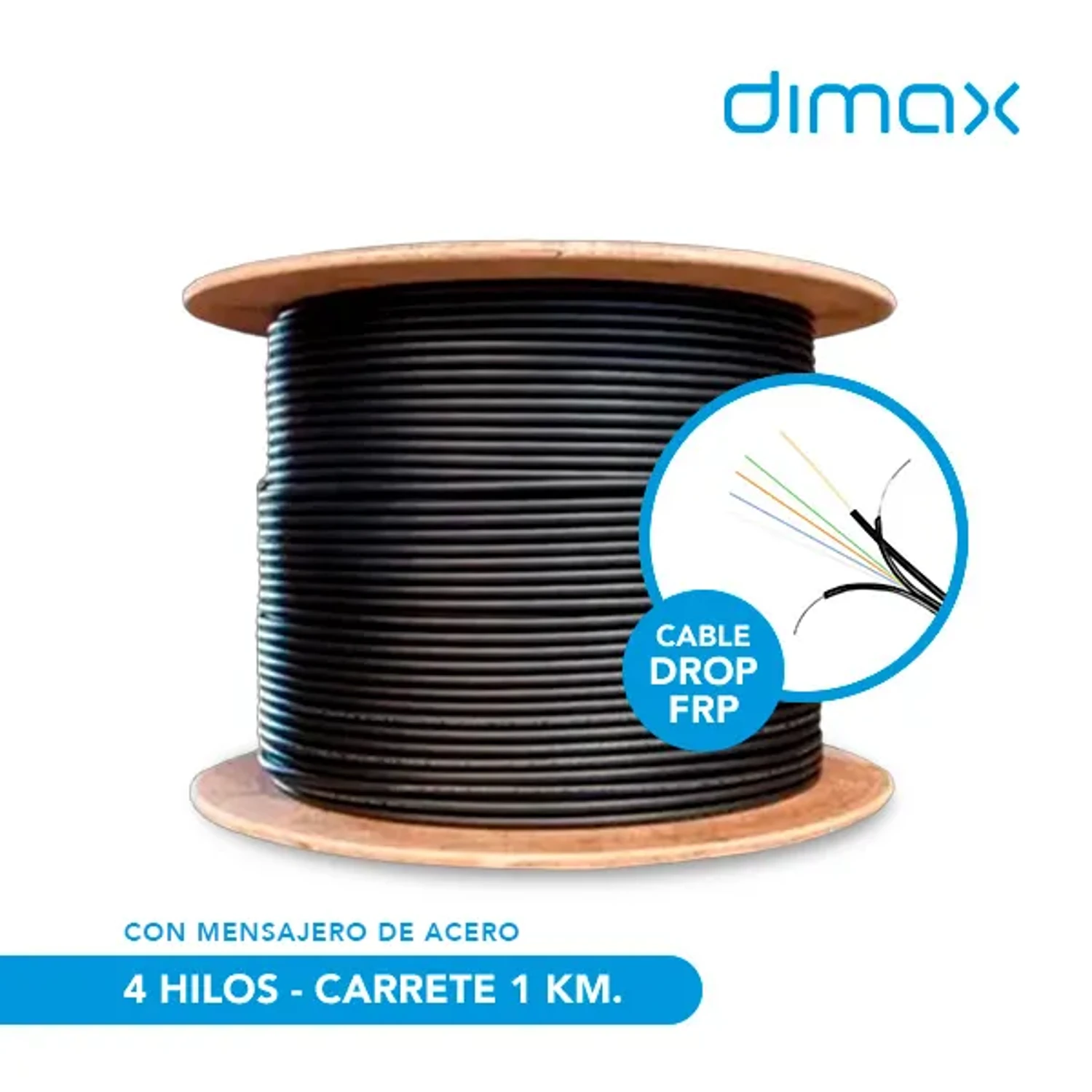 Cable Drop Frp 4 Hilos Con Mensajero 1km