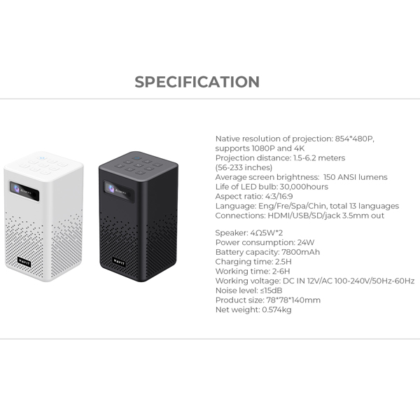 Mini Proyector Hd Dlp 180 Ansi Lumenes