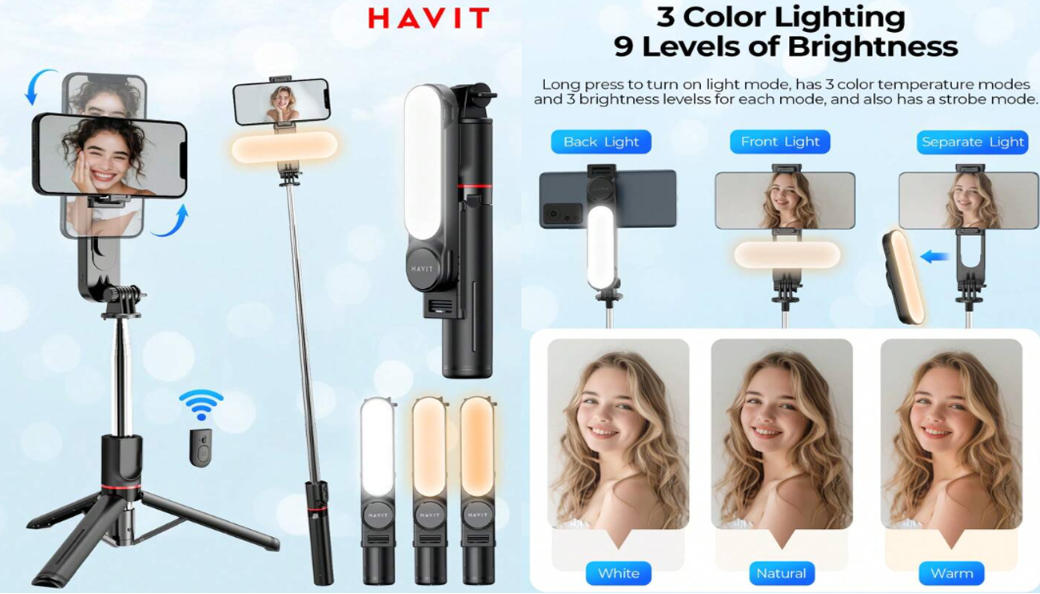 Palo Selfie Con Luz Led Incorporada